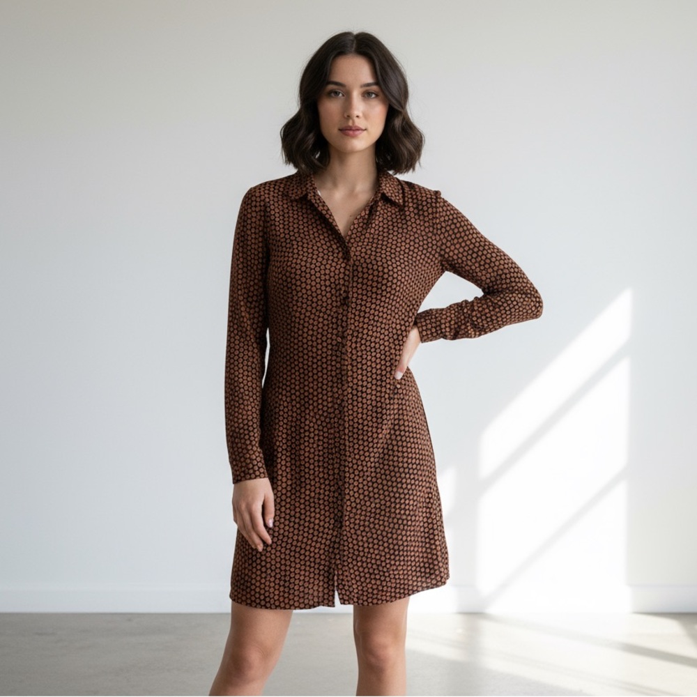 & Other Stories Black and Orange Patterned Dress